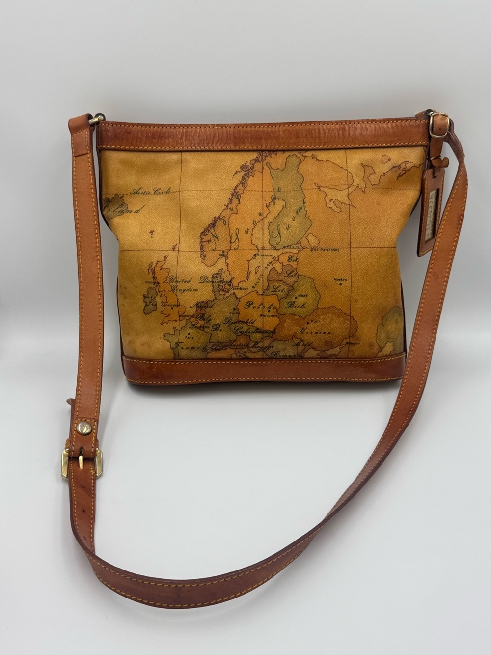 Alviero Martini 1a Classe Map-Print Shoulder Bag with Luggage Tag - Picture 2 of 16